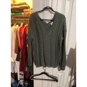V-neck Green Sweater